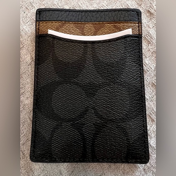 Coach NWT Boxed Card Case & Money Clip in Signature Color Block Canvas & Leather - Picture 1 of 13